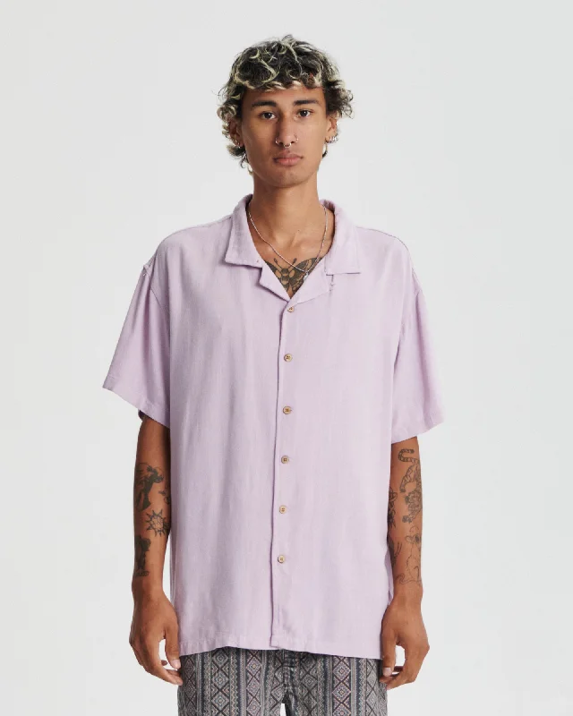 Men Short Sleeve Shirts with Pocket Details for Added FunctionalityErnie Resort Shirt - Blush