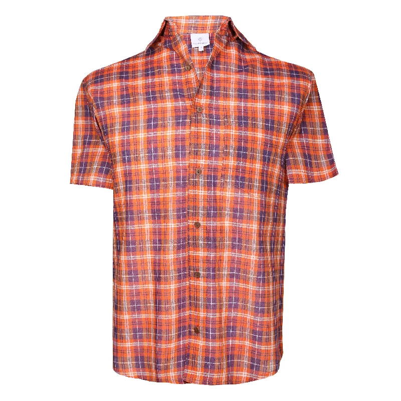 Men Short Sleeve Shirts with Button - Down Collars for a Versatile and Polished LookBooker Plaid Hand Loom Cotton Shirt