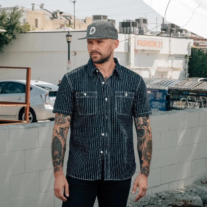 Men Short Sleeve Shirts with Spread Collars for a More Open and Stylish LookThe Flat Head FN-SDK-702S 10oz Denim Wabash Short Sleeve Work Shirt