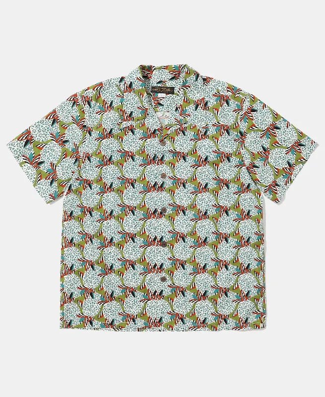 Men Short Sleeve Shirts with Spread Collars for a More Open and Stylish Look1940s Pop Art Aloha Shirt - Grass/Teal