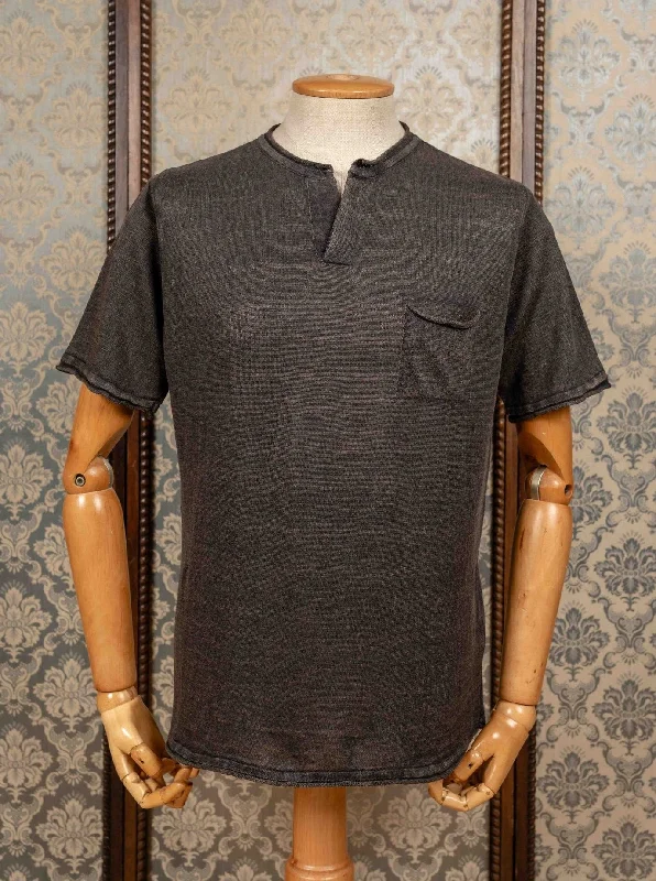 Men Short Sleeve Shirts with Roll - Up Sleeves for an Adjustable and Relaxed LookGRP, Neo Henley S/S, Black