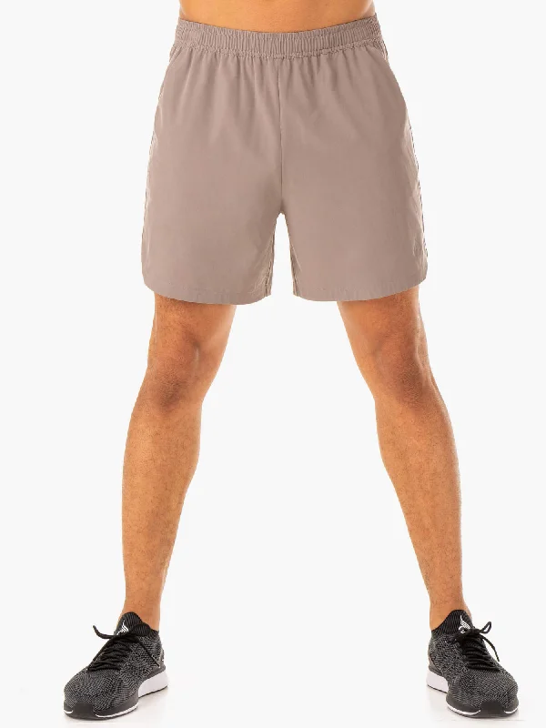 Men's UV - Protection Sports Shorts in Beige for Beach Volleyball and Sun - Exposed SportsDivision Training Shorts - Taupe