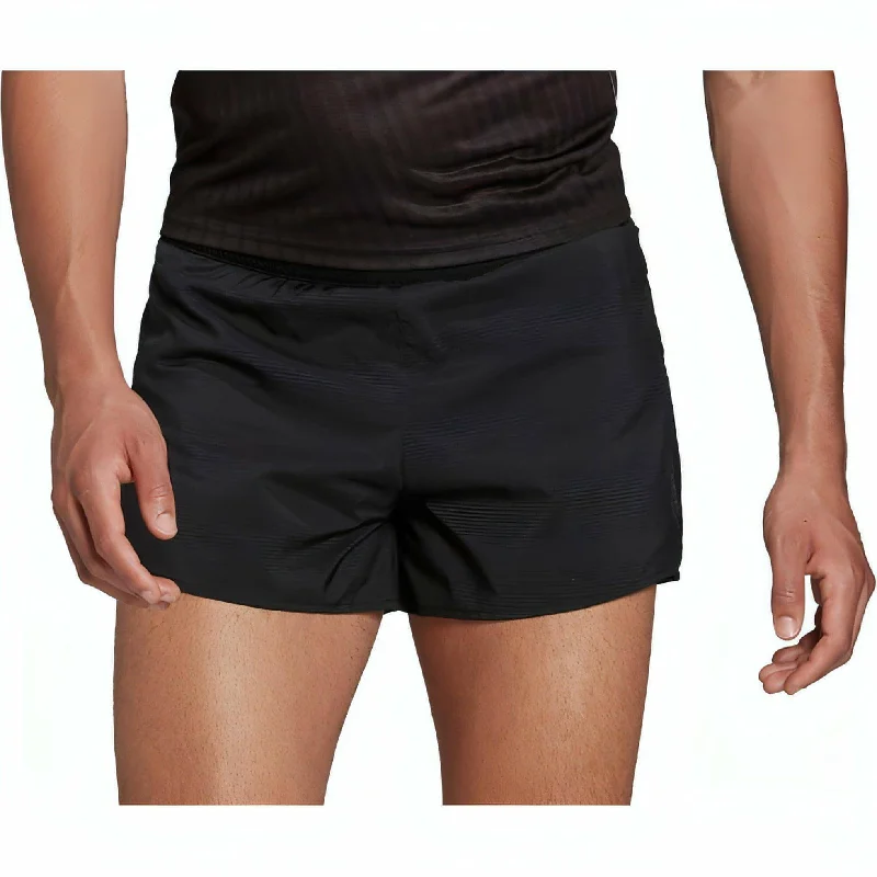 Men's neon - colored athletic shorts for high - visibility workoutsadidas Adizero Split Mens Running Shorts - Black