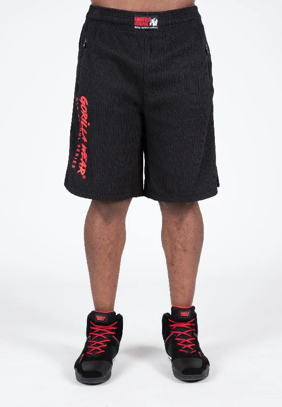 Men's pleated front twill shorts for a classic and sophisticated appearanceAugustine Old School Shorts - Black/Red