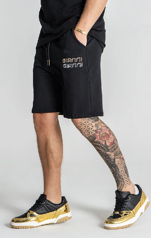 Men's distressed cotton shorts for a bohemian - inspired styleBlack Glimpse Up Shorts