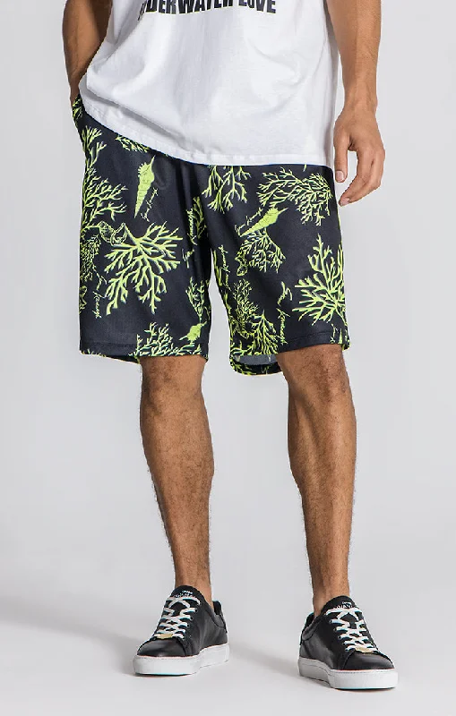 Men's high - waisted swim shorts with UPF protection for beach vacationsBlack Underwater Shorts