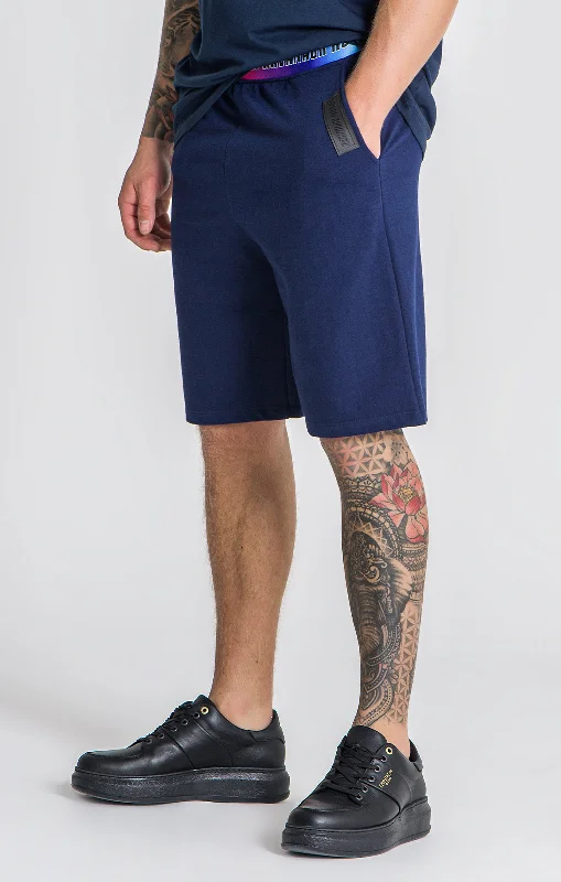 Men's floral print silk blend shorts for a unique night - out lookBlue Chromatica Elastic Shorts