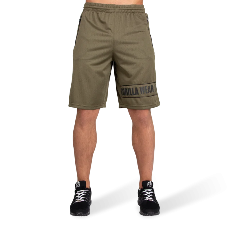 Men's wide - leg linen blend shorts for a relaxed beachside vibeBRANSON SHORTS - ARMY GREEN/BLACK