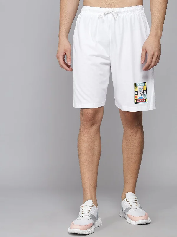 Men's wide - leg linen blend shorts for a relaxed beachside vibeGRIFFEL Men Basic Solid White Regular fit Shorts