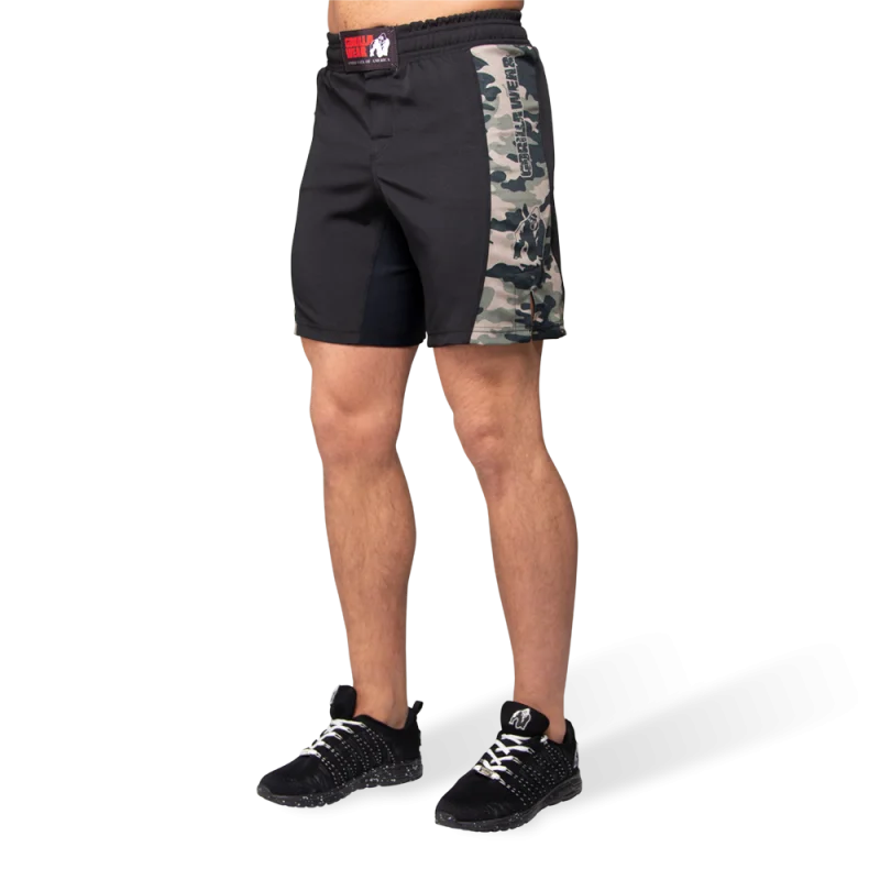 Men's drawstring casual linen shorts for a laid - back summer lookKENSINGTON MMA FIGHTSHORTS - ARMY GREEN CAMO