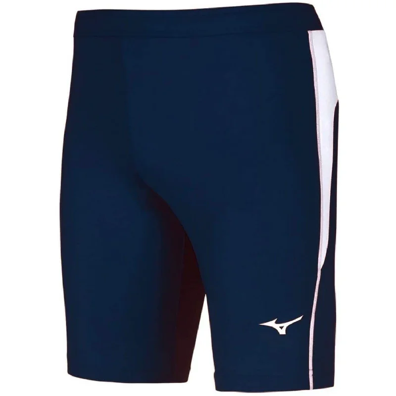 Men's zip - pocket canvas shorts for added functionality during travelMizuno Core Mens Short Running Tights - Blue