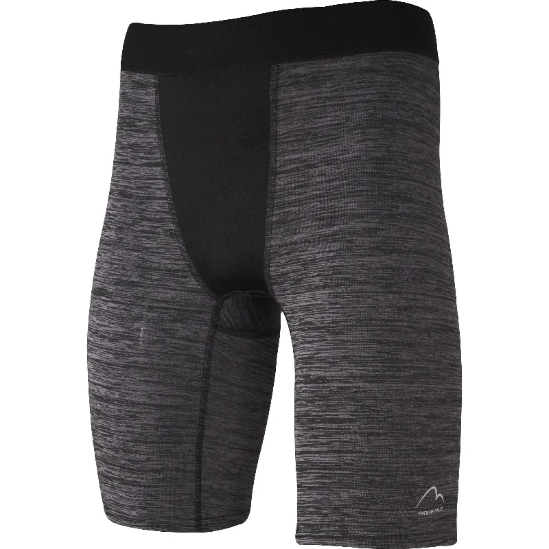 Men's elastic waistband lounge shorts for lazy weekends at homeMore Mile Train To Run Mens Baselayer Short Tights - Grey