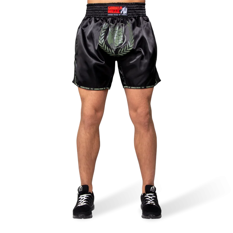 Men's moisture - wicking performance shorts for sweaty outdoor activitiesMURDO MUAY THAI / KICKBOXING SHORTS - ARMY GREEN