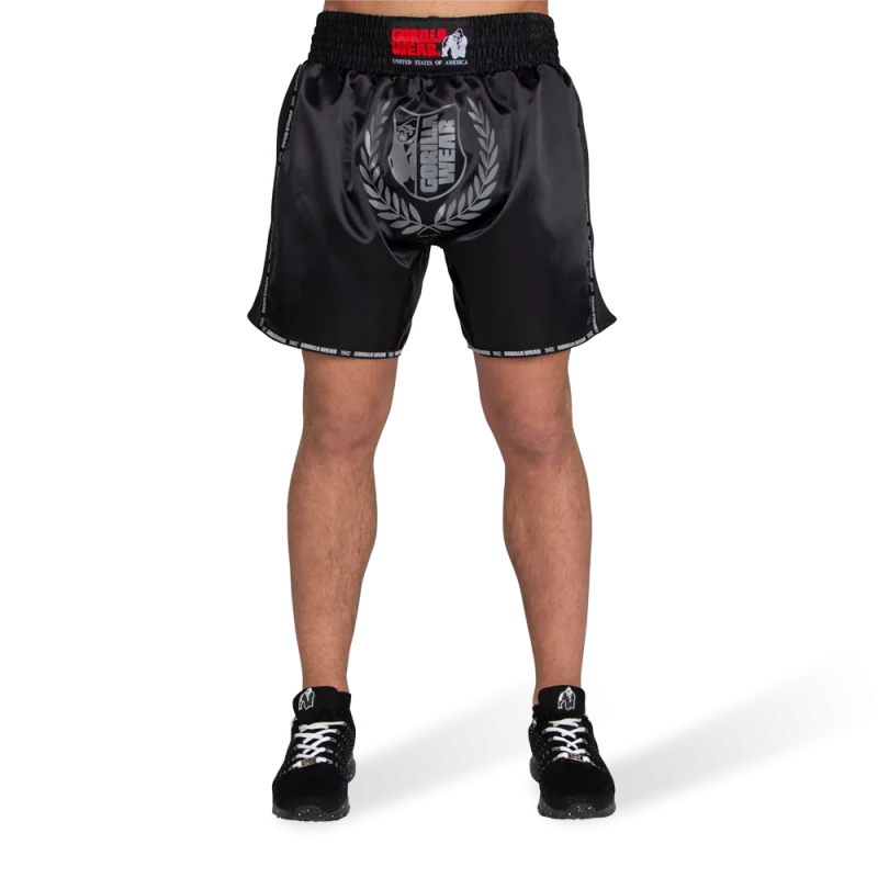 Men's breathable cotton athletic shorts for intense workoutsMURDO MUAY THAI / KICKBOXING SHORTS - BLACK/GRAY