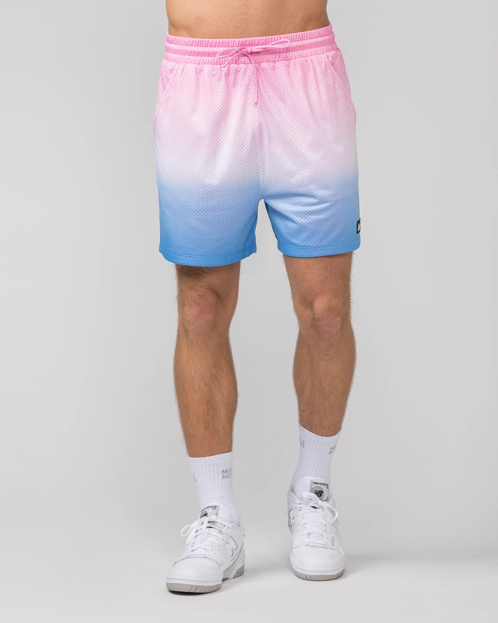 Men's flat - front chino shorts for semi - formal summer eventsMuscle Nation | Lay Up 5" Shorts - Ombre Print