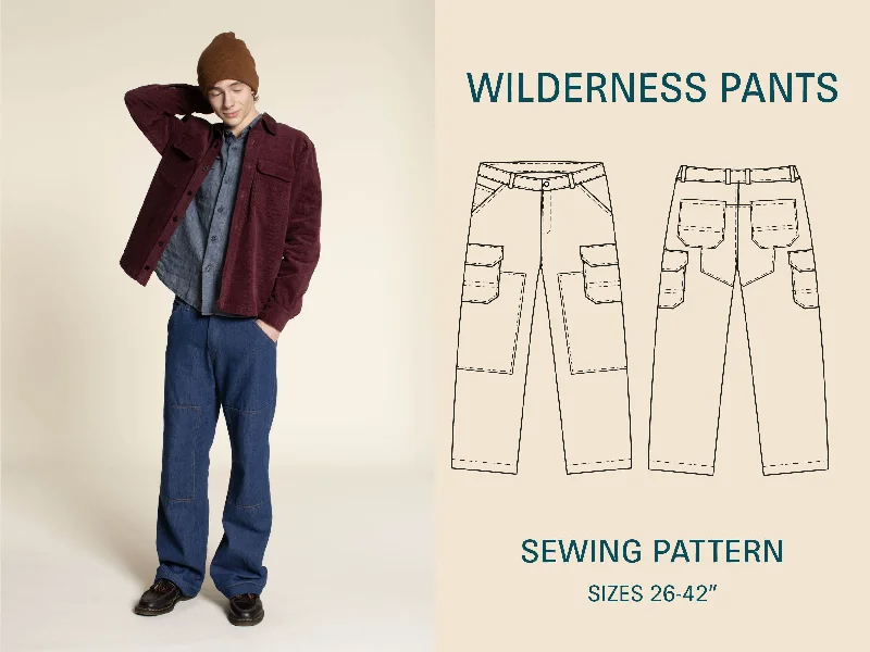 Men's button - fly denim work shorts for durability on the jobWilderness pants sewing pattern