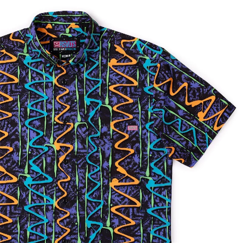 Men Short Sleeve Shirts with Reflective Elements for Nighttime Visibility‘90s Retro Pack "Retro Squigglies" – KUNUFLEX Short Sleeve Shirt