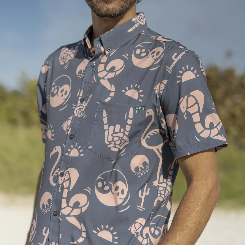 Men Short Sleeve Shirts with Roll - Up Sleeves for an Adjustable and Relaxed LookSnakes, Skulls, and Sunsets – KUNUFLEX Short Sleeve Shirt