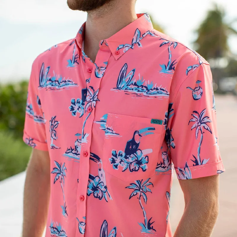 Men Short Sleeve Shirts with Floral Prints for a Summer - Inspired VibeToucans Are Better Than One – KUNUFLEX Short Sleeve Shirt