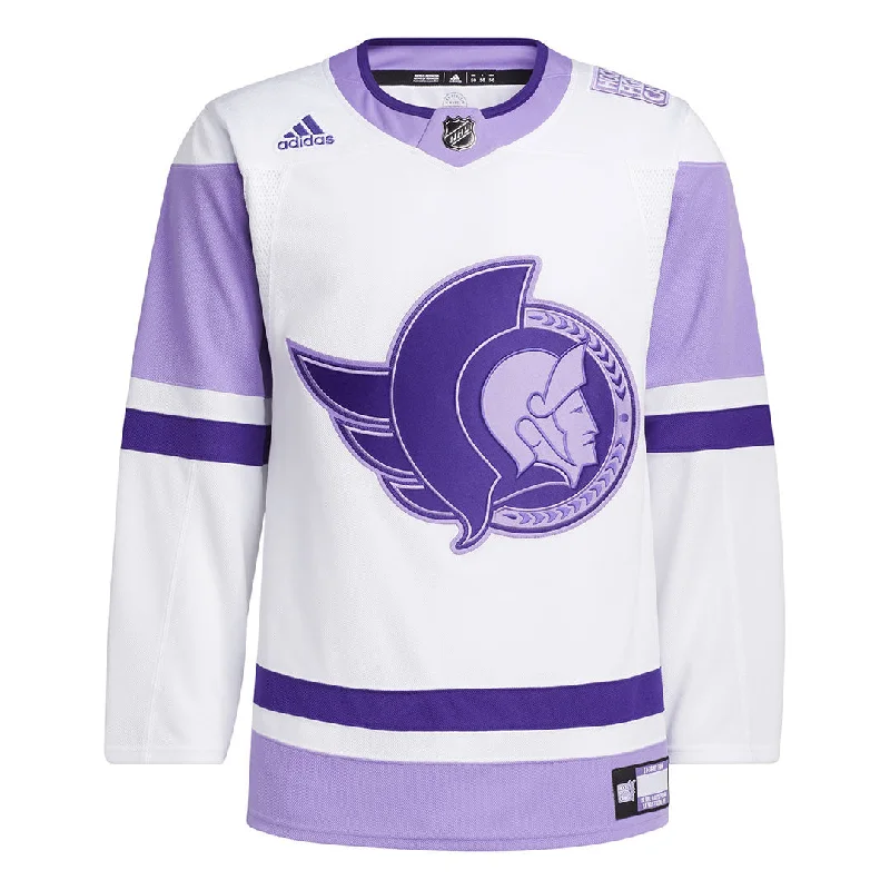 Men Jerseys with Raglan Sleeves for a Comfortable and Mobile Fitadidas - Men's Ottawa Senators Authentic Hockey Fights Cancer Jersey (H56574)