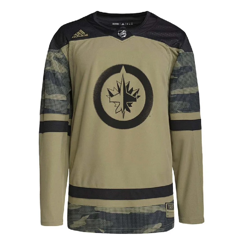 Men Jerseys with Contrast - Color Trim for a Stylish and Distinctive Lookadidas - Men's Winnipeg Jets Authentic Camo Military Appreciation Jersey (HB1787)