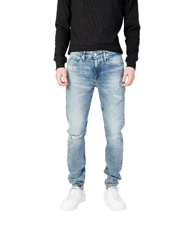 Men's Jeans with a Button - Fly for a Traditional and Classic AestheticCalvin Klein Jeans  Mens Slim Straight Jeans Light Blue