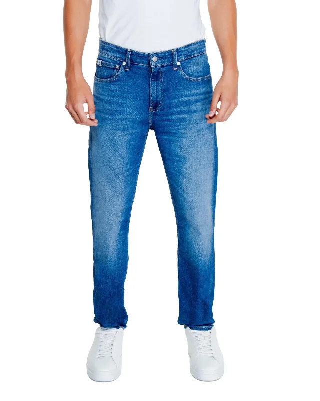 Men's Distressed Jeans with Patches for a Retro and DIY - Inspired AppearanceCalvin Klein Jeans  Mens Skinny Fit Jeans