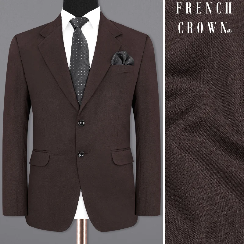 Two - Piece Men Suits with Matching Trousers and JacketsBistre Brown Single Breasted Blazer