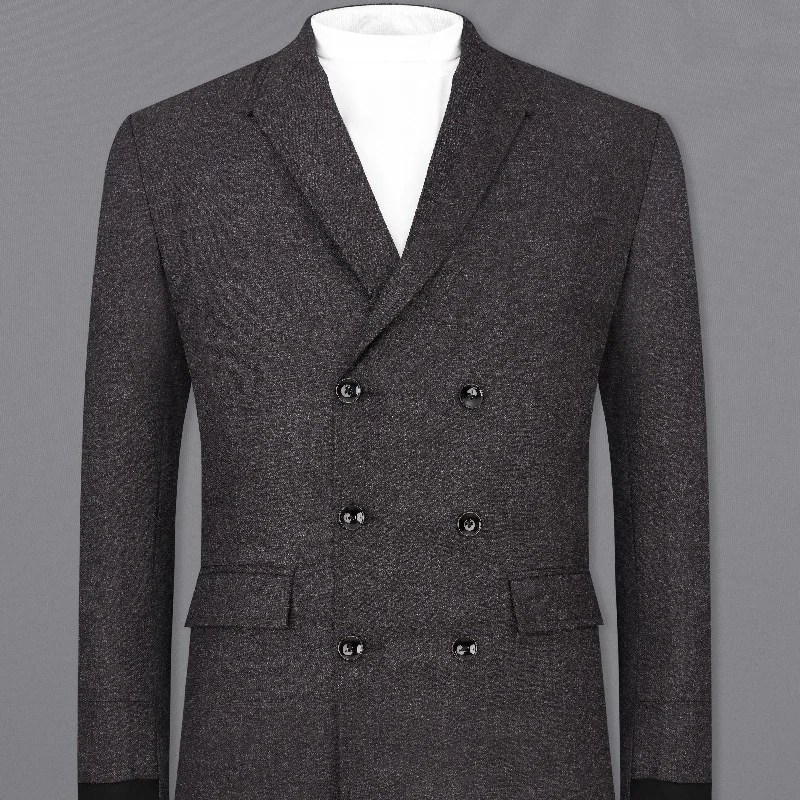 Men Suits with Pleated Trousers for a Traditional AestheticBleached Gray Wool Rich Double Breasted Blazer