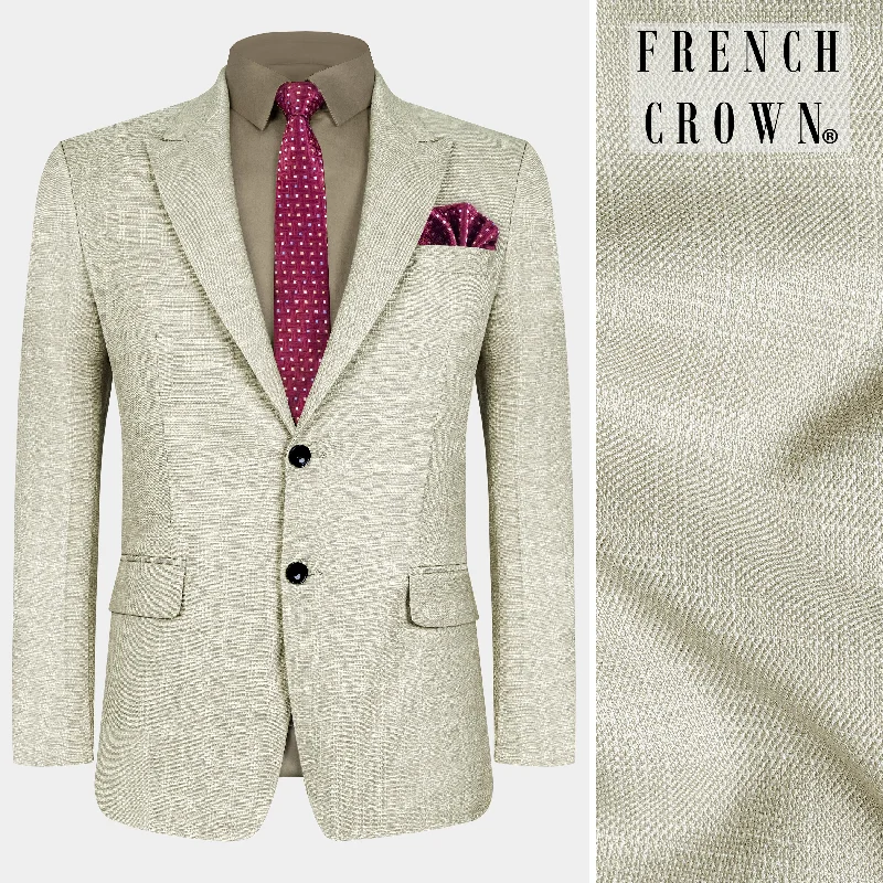 Men Blazers with Embossed Patterns for Added TextureBone Cream Subtle Plaid Woolrich Blazer