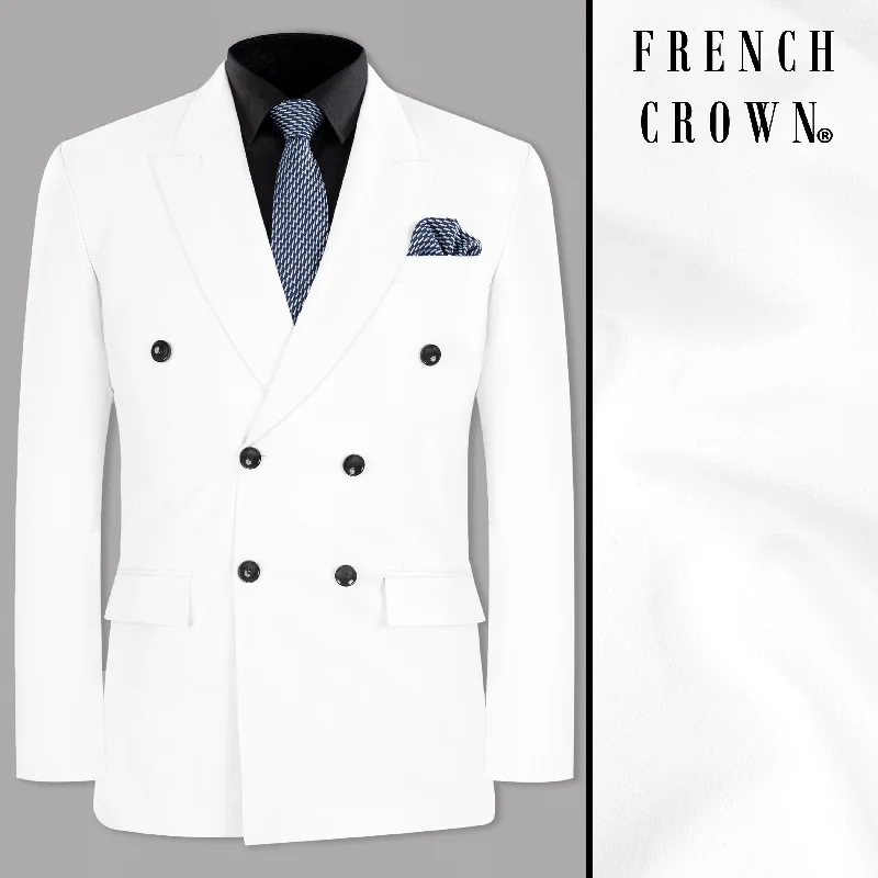 Two - Piece Men Suits with Matching Trousers and JacketsBright White Subtle Sheen Double Breasted Blazer