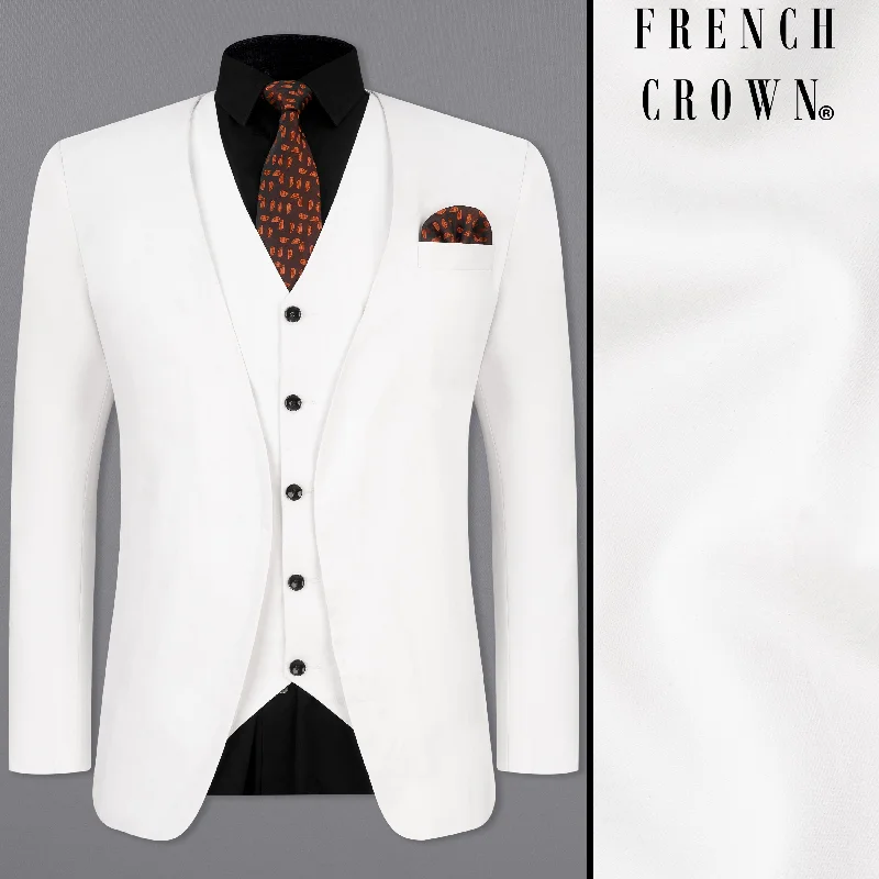 Men Blazers with Buttons Made of Mother - of - Pearl for a Luxurious TouchBright White No Lapel Designer Blazer