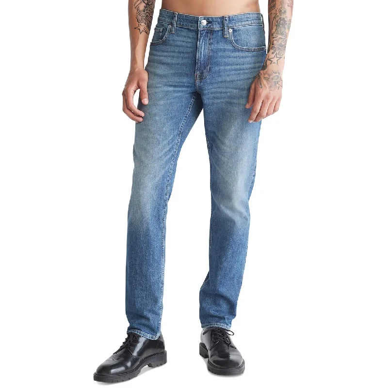 Men's Jeans with a Cargo - Inspired Knee Pocket for Extra StorageCalvin Klein Jeans Mens Mid-Rise Stretch Slim Jeans