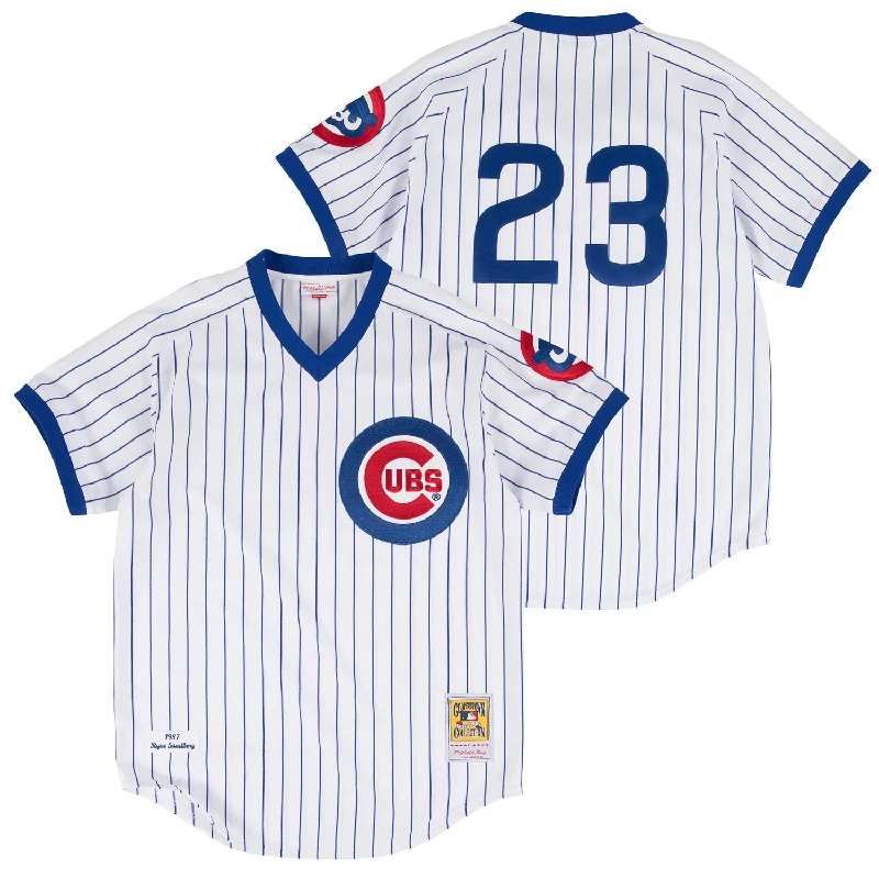 Men Jerseys with Authentic - Style Striping for a True - to - Game LookChicago Cubs Ryne Sandberg 1987 Mitchell & Ness Authentic Home Jersey