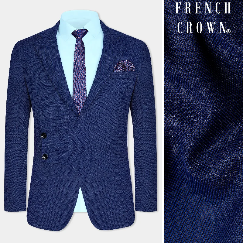 Two - Piece Men Suits with Matching Trousers and JacketsCloud Burst Blue Wool Rich Designer Blazer