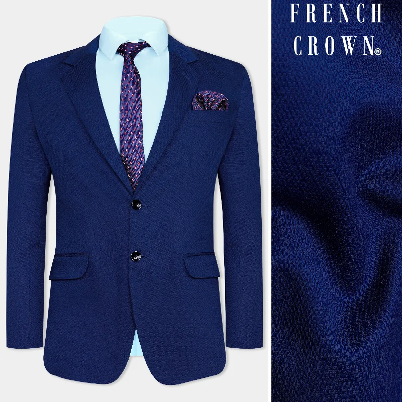 Men Suits with Tapered Trousers for a Sleek and Contemporary LookDownriver Blue Wool Rich Single Breasted Blazer