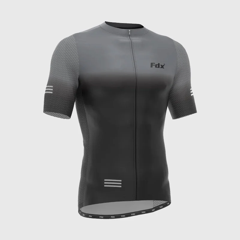 Men Jerseys with Ribbed Collars and Cuffs for a Classic and Durable LookFdx Duo Grey / Black Men's & Boy's Short Sleeve Summer Cycling Jersey