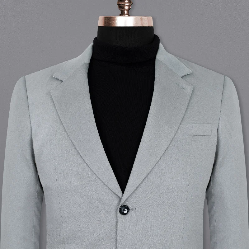 Men Blazers with Padded Shoulders for a Structured SilhouetteFrench Gray Premium Cotton Blazer