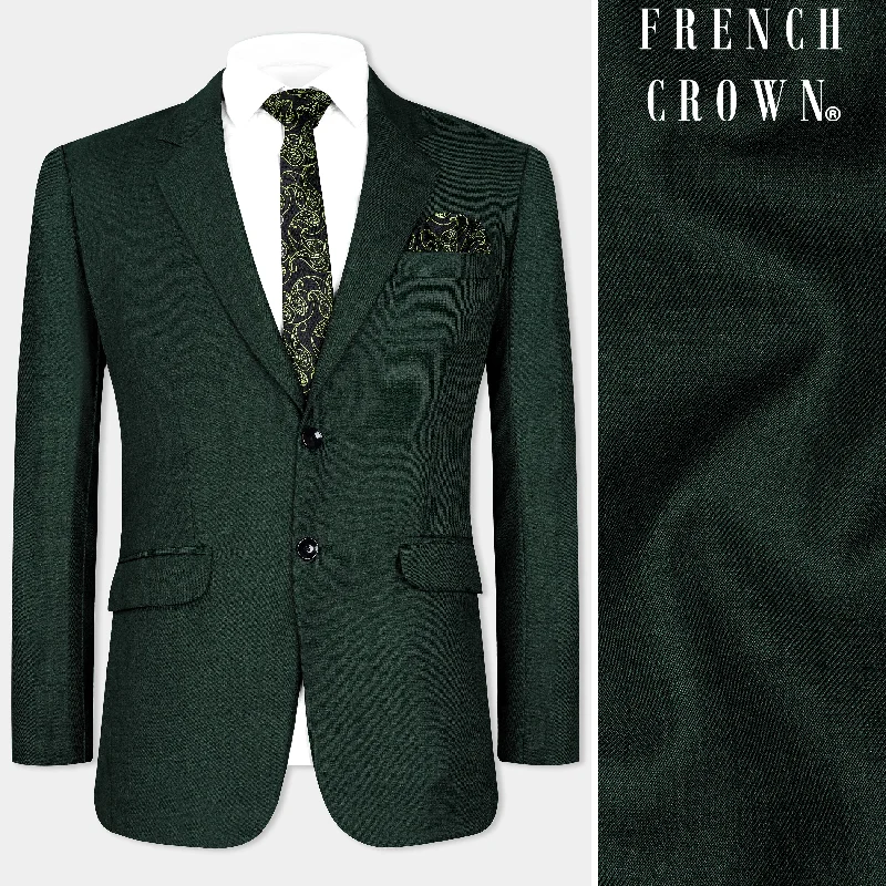 Three - Piece Men Suits with Waistcoats for Added StyleGable Green Wool Rich Blazer