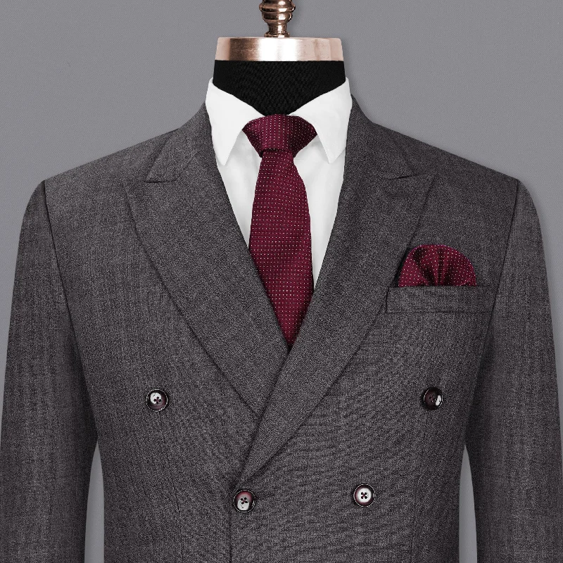 Slim - Fit Men Suits with Notch Lapels for a Modern LookIridium Gray Double-Breasted Blazer