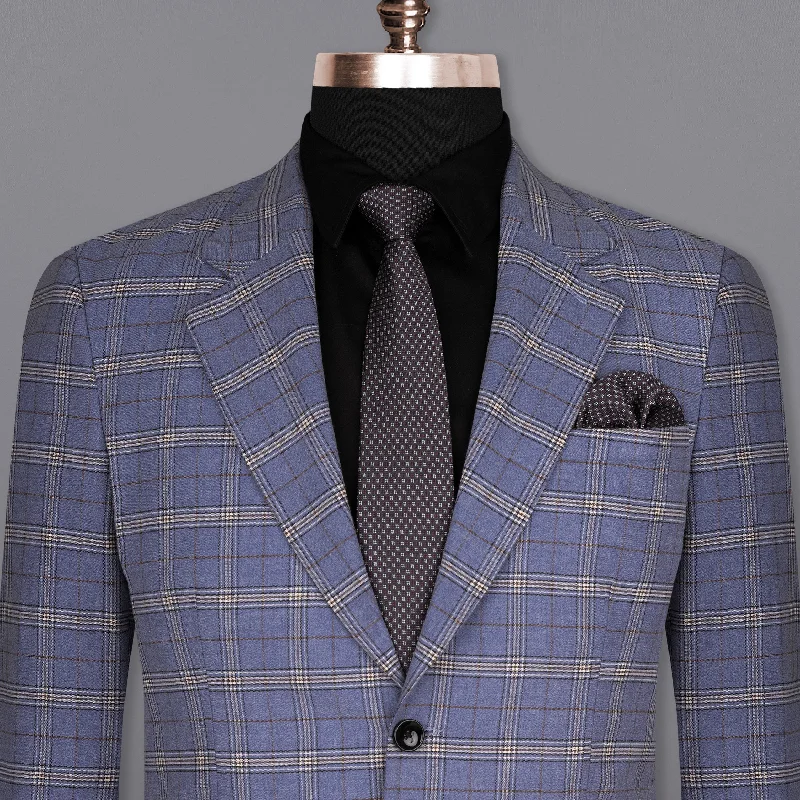 Slim - Fit Men Suits with Notch Lapels for a Modern LookLogan Blue Super fine Plaid Woolrich Blazer