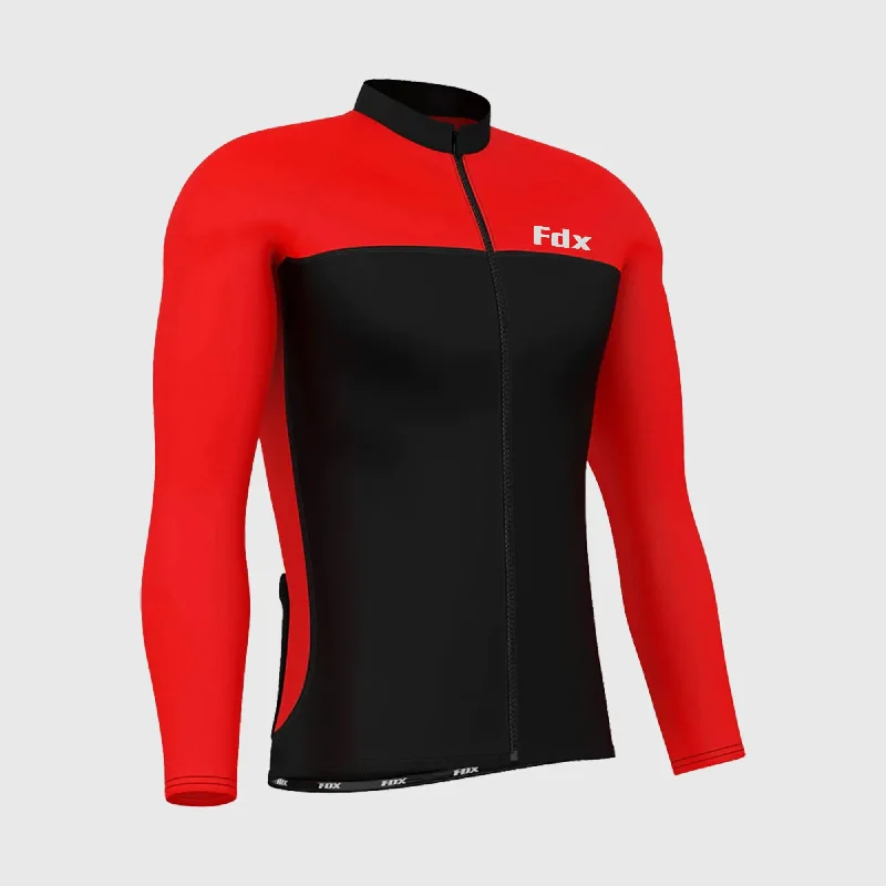 Men Jerseys with UV - Protection for Outdoor SportsFdx Comet Men's & Boy's Red Thermal Roubaix Long Sleeve Cycling Jersey