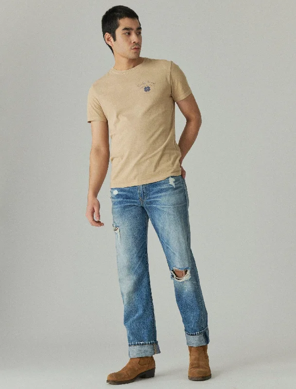 Men's Distressed Jeans with Patches for a Retro and DIY - Inspired AppearanceLucky Brand Mens 363 Straight