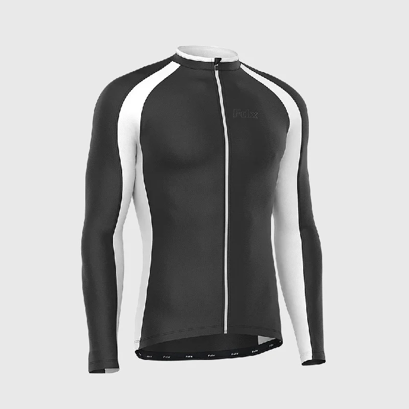 Men Jerseys with Authentic - Style Striping for a True - to - Game LookFdx Transition Black Men's & Boy's Long Sleeve Winter Cycling Jersey