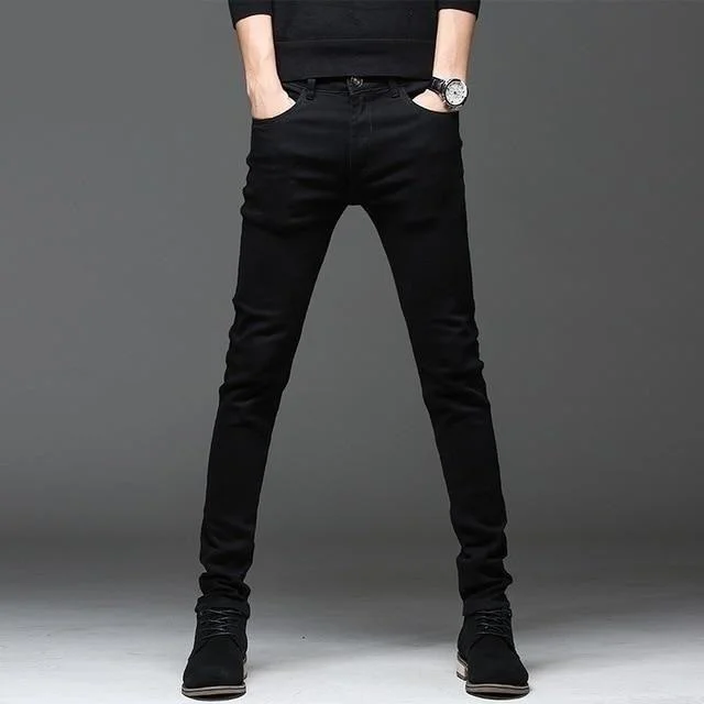 Plus Size Men's Relaxed Fit Jeans with a Faded Wash for a Vintage - Inspired LookMen's High-Quality Arrival Casual Slim Elastic Black Jeans