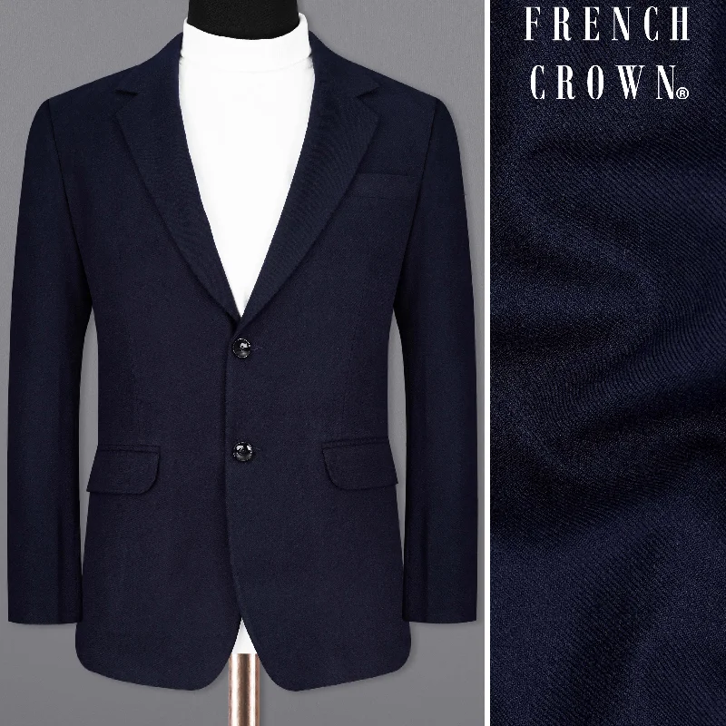 Men Blazers with Embossed Patterns for Added TextureMirage Blue Pure Wool Single Breasted Blazer