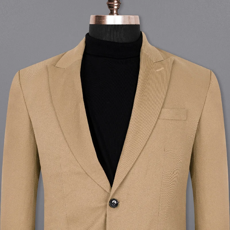 Men Blazers with Shawl Lapels for a Formal and Sophisticated LookMongoose Cream Premium Cotton Blazer