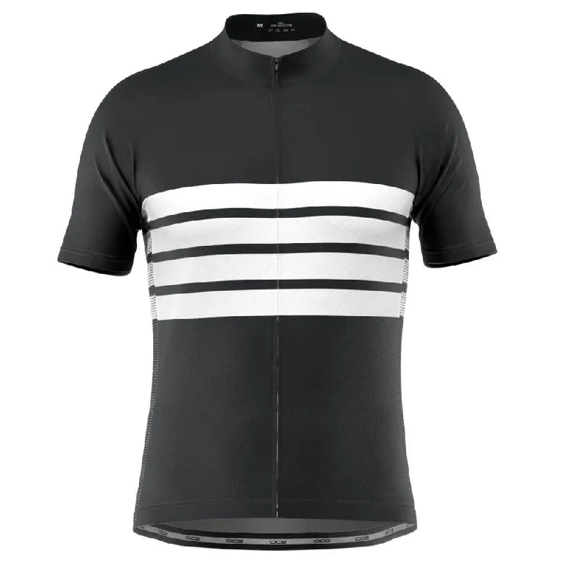 Men Jerseys with Moisture - Wicking Fabric for Athletic PerformanceMen's Retro Four Stripe Men's Black Cycling Jersey