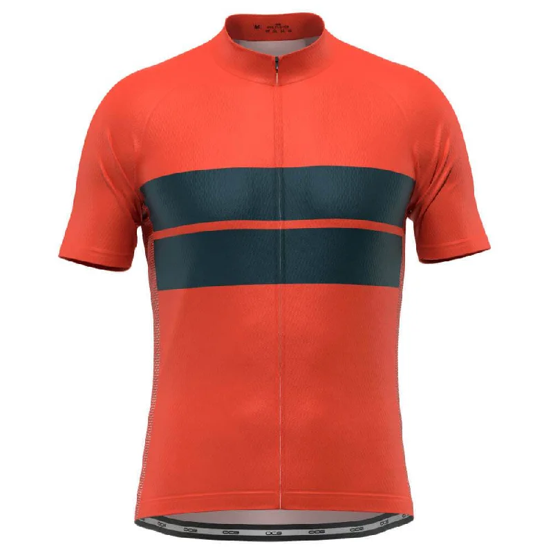 Men Jerseys with Quick - Dry Properties for Post - Game ComfortMen's Retro Two-Stripe Orange Short Sleeve Cycling Jersey