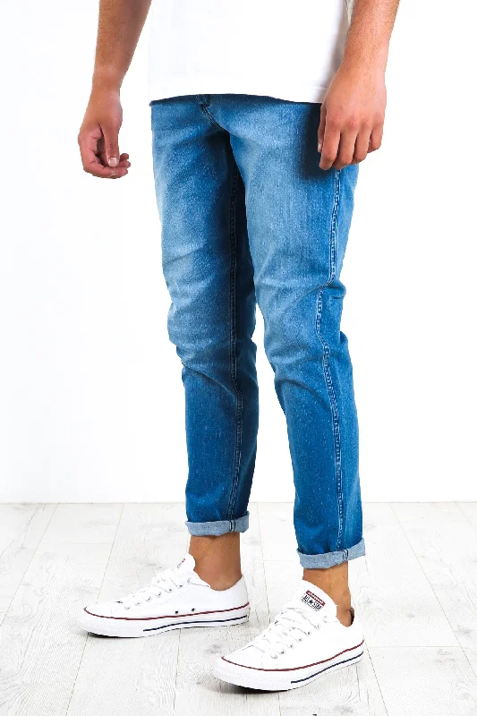 Men's Jeans with a Cargo - Inspired Knee Pocket for Extra StorageSid Jean Twist Blue